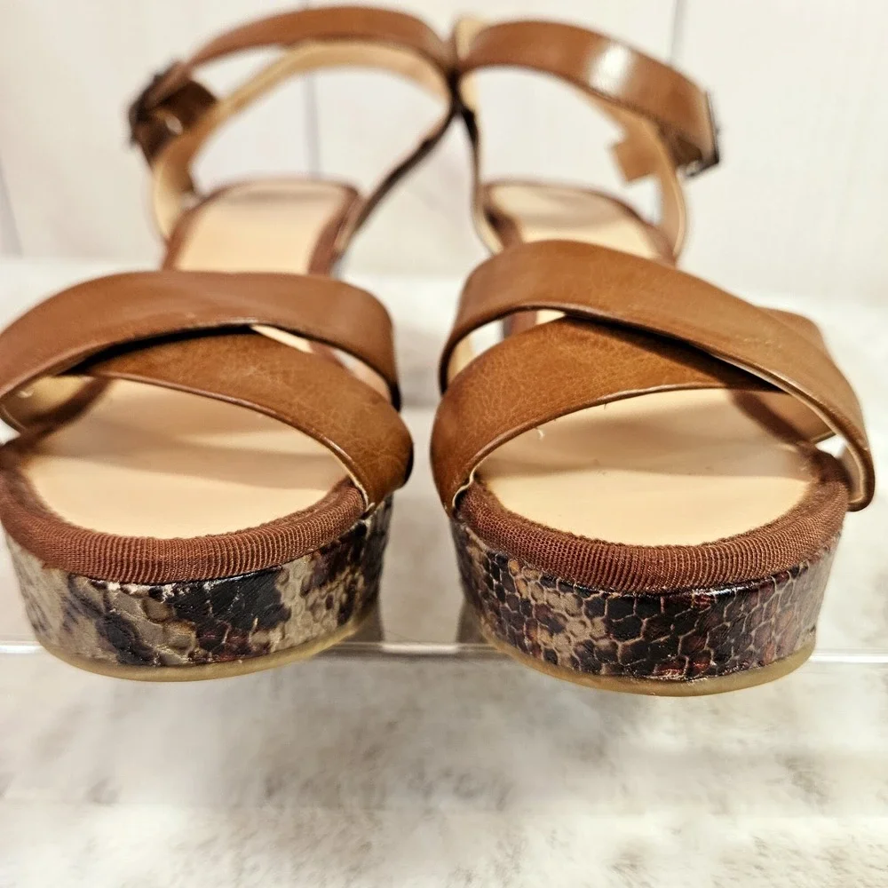 Reptile Snakeskin Platform Wedge Heel Sandals 7.5M Boho Whimsigoth Mob-Wife Chic